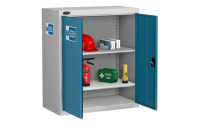 Low PPE Cabinet - Silver Grey Body/Blue Doors - H1015mm x W915 x D460