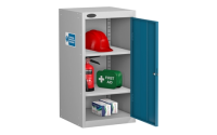 Small PPE Cabinet - Silver Grey Body/Blue Doors - H890mm x W460mm x D460mm