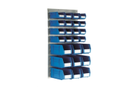 Medium Wall Mounted Louvre Panel with 25 Grey Linbins - H900mm x W500mm - with 16 x Size 2 and 9 x Size 4 Linbins