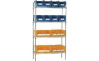 Chrome Shelving with Grey Linbins - H1625mm x W915mm x D355mm with16 x size 7 Linbins