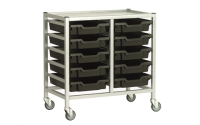 Single column trolley includes 6 Shallow Black Trays - H850 x W370 x D420mm
