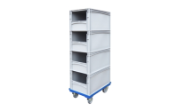 Open End Only Picking Container Trolley Overall Size H1420mm x W410mm x D610mm -  (Includes 4 x D600 x W400 x H320mm Pickin Euro Containers) Red...