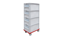 Open End Picking Container with Doors Trolley Overall Size H1420mm x W410mm x D610mm -  (Includes 4 x D600 x W400 x H320mm Pickin Euro Containers...