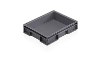 Euro Stacking Container without Lid - 45 litre Solid with cut out handles - Grey - Overall Size H235mm x W400mm x D600mm