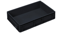Economy Euro Stacking Container  without Lid - 45 litre Solid with Solid hand-holds - Black - Overall Size H235mm x W400mm x D600mm
