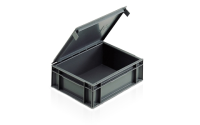 Euro Stacking Container - 30 litre Solid with integral Lid - Grey - Overall Size  H330mm x W300mm x D400mm