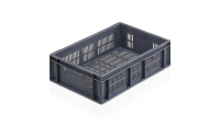 Ventilated Euro Stacking Container - 125 litre Solid base sides - Grey - H319mm x W600mm x D800mm
