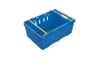 Ventilated Dual Height Maxinest Stack & Nest Containers with Swing Bar - 16 & 10 litres - Blue - H106mm x W400mm x D600mm