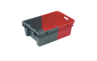 Solid 180 Degree Stack Nest Container- 50 litre - Grey/Red - H300mm x W400mm x D600mm