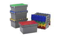 Totebox Attached Lid Container - 54 Litre - Grey - Red Lid - H320mm x W400mm x D600mm