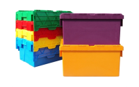 30L Plastic Storage Box No Lids - Green - Overall Size  H250mm x W350mm x D450mm  - Pack of 10