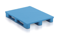 Maestro Pallet with 3 Runners & Smooth Solid Deck - Blue - Overall Size  H158mm x W800mm x D1200mm