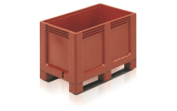 Solid Sided Plastic Pallet Box - Geobox with 6 Feet - 543 litre - Brown-Red - H750mm x W1000mm x D1200mm