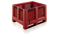 Ventilated Plastic Pallet Box - Geobox with 2 Runners - 543 litre - Brown-Red - H750mm x W1000mm x D1200mm