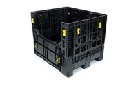 Collapsible Plastic Pallet Boxe with Wheeled Castors - 357 litre - Black - Overall Size  H1080mm x W600mm x D800mm