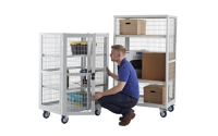 Mobile Storage Cage with doors - H1655mm x W900mm x D600mm  - Plywood Shelves - Blue