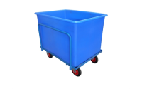 Container Truck  - Polyethylene -  Blue - 455L & Steel Container Dolly - Powder Coated - 2 x 8 inch fixed & 2 x 8 inch swivel - Overall Size  H860mm...