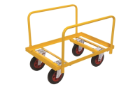 Steel Container  Dolly - Powder Coated - Red - 2 x 8 inch fixed & 2 x 8 inch swivel - Overall Size  H940mm x W1090mm x D800mm