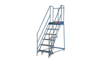 7 Tread Mobile Warehouse Safety Steps with Handlock - Platform Width 610mm - Expamet Treads  - Overall Size  H2560mm x W760mm x D1690mm