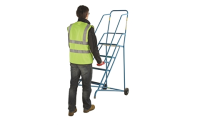 Wheel Along Warehouse Safety Steps - 7 Tread  - Powder Coated finish with Phenolic non-slip Treads - 1750mm Platform Height - Weight: 28kg - Blue