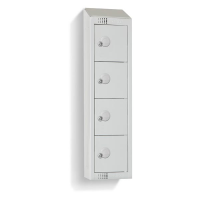 Personal Effects Locker - Wall Mounted - Grey - 920/990 x 250 x 160 - 4 Door - Sloping Top