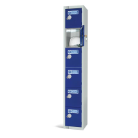 Six Door PPE Locker - Dark Blue - 1800 x 300 x 300