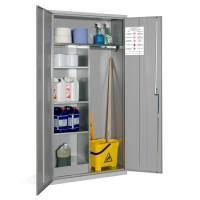 COSHH Janitorial Cabinet - 4 Shelves - Grey - 1830 x 915 x 457 - 15Ltr