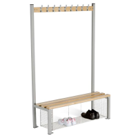 Primary School Single Island Seating with Shoe Tray - Dark Blue - 1200 x 1370 x 400 - 9 Hooks - Shoe Tray