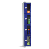Four Door Vision Panel Locker - Grey - 1800 x 300 x 300