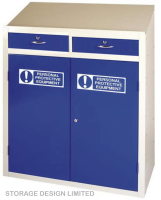 PPE Double Drawer Workstation - Dark Blue - 1066 / 1220 x 915 x 457