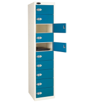 Ten Door Probe Locker - White RAL9016 - Blue RAL5019 - 1780 x 380 x 460 mm