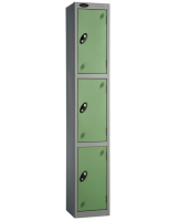Three Door Probe Locker Autumn Colours - Silver RAL9006 - Jade RAL6021 - 1780 x 305 x 305 mm