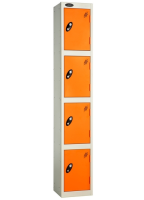 Four Door Probe Locker Autumn Colours - Silver RAL9006 - Orange RAL2003 - 1780 x 305 x 305 mm