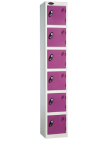Six Door Probe Locker Autumn Colours - White RAL9016 - Lilac RAL4008 - 1780 x 305 x 305 mm
