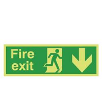 Photoluminescent Fire Exit Down Arrow Sign