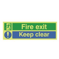 Photoluminescent Fire Exit Keep Clear Sign