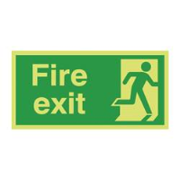 Photoluminescent Fire Exit Right Man Sign