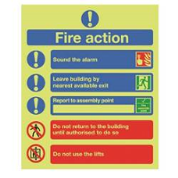 Photoluminescent Fire Action Sign