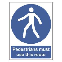 Pedestrians Must Use This Route Sign