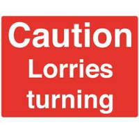 Caution Lorries Turning Sign
