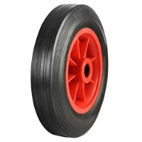 Black Solid Rubber Tyred Wheels With Red Polypropylene Centres