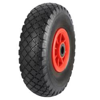 Black Pneumatic Tyred Wheels With Red Polypropylene Centres