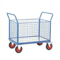 Fort Galvanised Platform Trucks with Four Mesh Sides