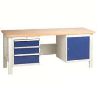 Heavy Duty Workbenches with 3 Drawer Set & Cupboard Unit