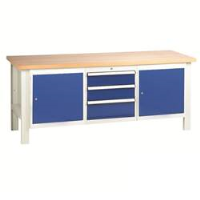 Heavy Duty Workbenches with 3 Drawer Set & 2 Cupboard Units