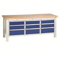 Heavy Duty Workbenches with 3 x 3 Drawer Sets