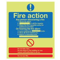Photoluminescent Fire Action Instructions Sign