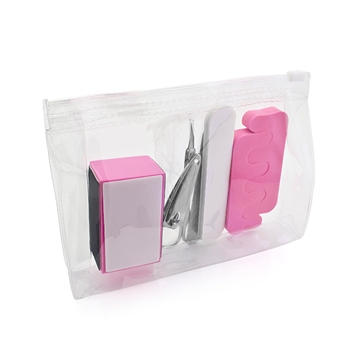 6pc Manicure Set in a PVC Slide Clear Zippered Toiletry Bag