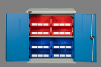 Bin Storage in Secure Metal Cabinet