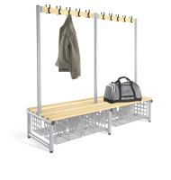 Changing Room Bench with shoe storage below double sided